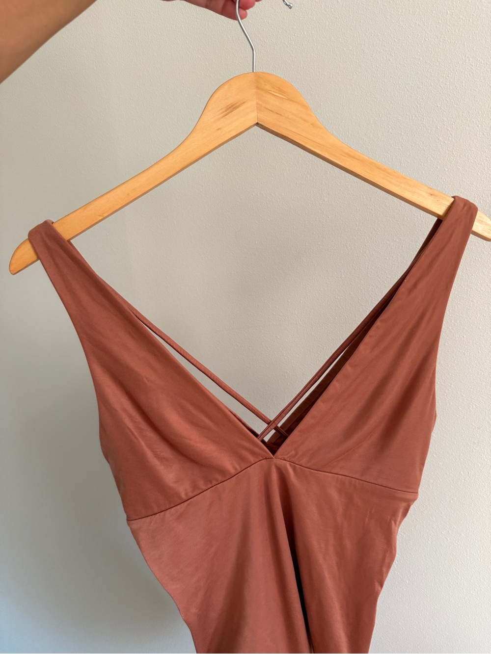 Aerie Women's Rust Brown V-Neck Bodysuit